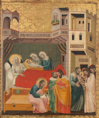 De Geboorte, Naamgeving en Besnijdenis van Sint Johannes de Doper, ca. 1335 door Giovanni Baronzio