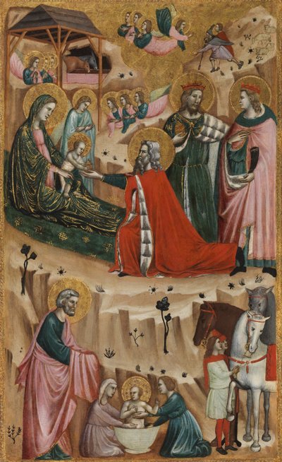Geboorte en aanbidding der wijzen, 1325-50 door Giovanni Baronzio da Rimini