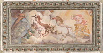 De wagen van de zon bestuurd door Apollo, Apollo Loggia, c.1560 door Giovanni Battista and Cambiaso Luca Castello