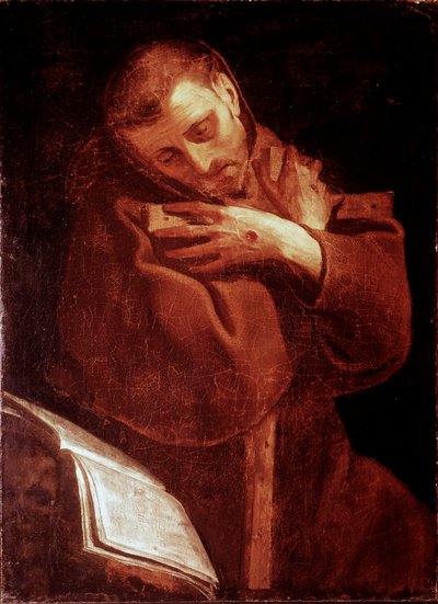 Sint Franciscus van Assisi in gebed door Giovanni Battista  Crespi