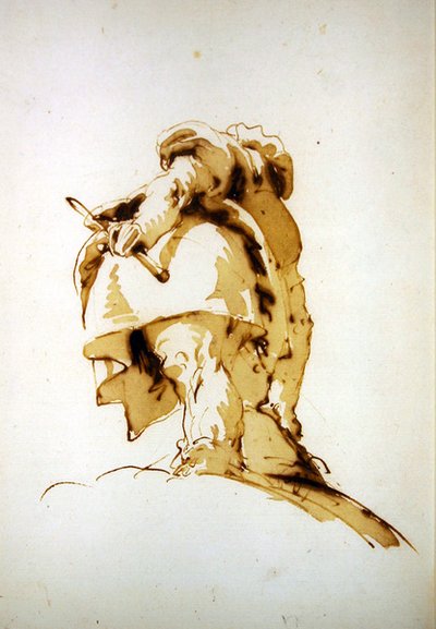 Een Staande Man van Achteren Gezien, een Stok Vasthoudend en naar een Zak Reikend door Giovanni Battista Tiepolo