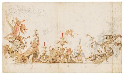 Ontwerp voor een ceremoniële gondel die de triomf van Polen vertegenwoordigt door Giovanni Battista (1696 1770) Tiepolo