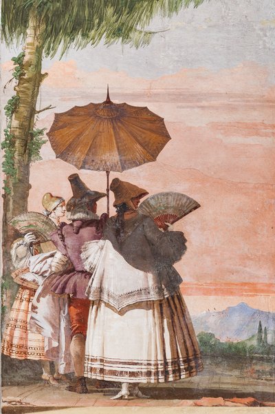 Gastverblijven, kamer van de valse gotische architecturen: "Een zomerse wandeling" door Giovanni Battista Tiepolo