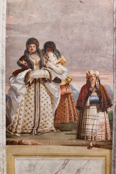 Gastverblijven, kamer van de valse gotische architecturen: "Een winterwandeling" door Giovanni Battista Tiepolo