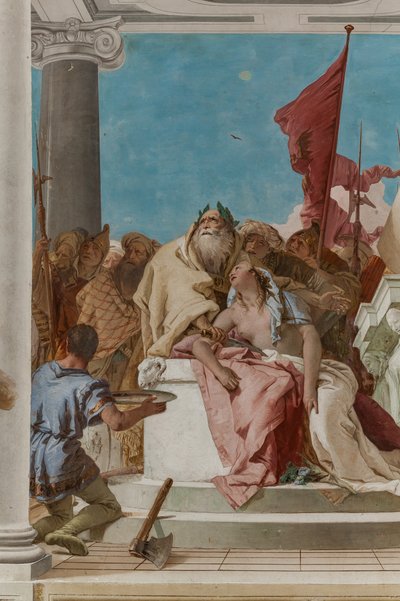 Palazzina, de entreehal: "Het offer van Iphigenia" (detail) door Giovanni Battista Tiepolo