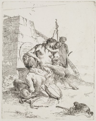 Saterfamilie met de Obelisk, Venetië door Giovanni Battista Tiepolo