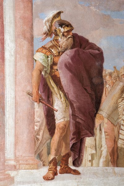 Detail van Agamemnon, uit Minerva die Achilles weerhoudt van het doden van Agamemnon, uit de Kamer van de Ilias in de Palazzina door Giovanni Battista Tiepolo