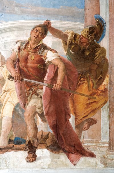 Detail van Minerva die Achilles weerhoudt Agamemnon te doden (detail) door Giovanni Battista Tiepolo
