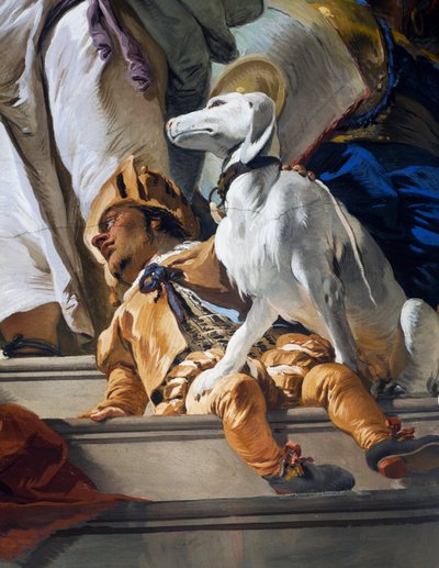 Dwerg en hond (detail) door Giovanni Battista Tiepolo
