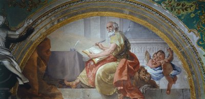 Italië, Bergamo, Colleoni Kapel, Sint Marcus Evangelist door Giovanni Battista Tiepolo