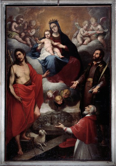 Maagd met Johannes de Doper en Sint Laurentius door Giovanni Battista Baiardo