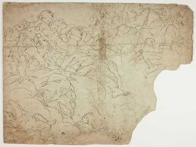 Heiligen, of Allegorische figuren en Putti op wolken door Giovanni Battista Beinaschi