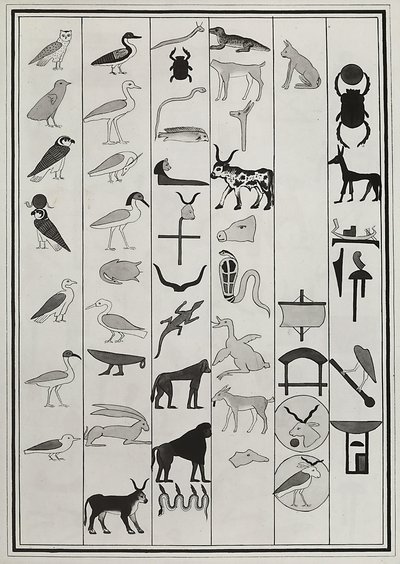 Tekeningen van de decoraties uit het graf van Farao Psammetic I, gereproduceerd in 1817 door Giovanni Battista Belzoni, gehuisvest in het British Museum, Londen door Giovanni Battista Belzoni
