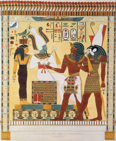 Muurschildering uit de Graven van de Koningen van Thebe, ontdekt door G. Belzoni, plaat 19 uit `Plates Illustrative of the Researches in Egypt and Nubia` door Giovanni Battista Belzoni