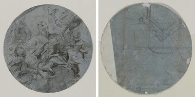 Apotheose van een heilige (recto); Architecturale schets(?) (verso) door Giovanni Battista Benaschi