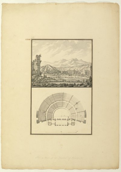 Zicht en plan van het theater van Hierapolis (nu Pamukkale), ca. 1750 door Giovanni Battista Borra