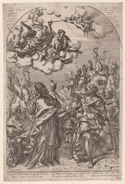 Attila bij de poorten van Rome door Giovanni Battista Bracelli, after Alessandro Algardi
