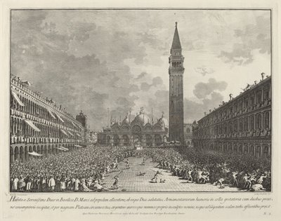 De Doge rondgedragen op het Piazza San Marco, 1763-1766 door Giovanni Battista Brostoloni