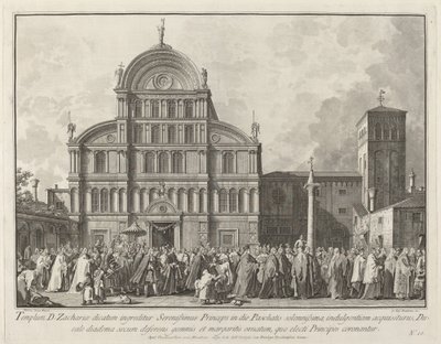 Bezoek van de Doge aan San Zaccaria op Paaszondag door Giovanni Battista Brustolon after Canaletto