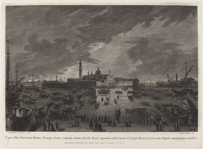 Kerstavond Processie naar San Giorgio Maggiore door Giovanni Battista Brustolon after Giovanni Battista Moretti