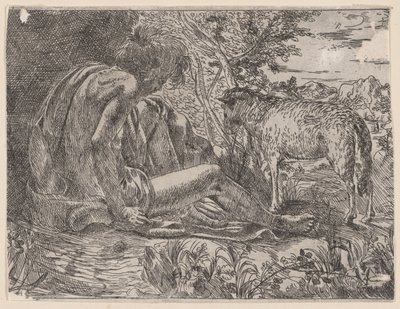Sint Johannes de Doper met een lam door Giovanni Battista Caracciolo