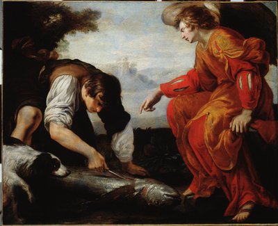 Tobias ontmoet de Aartsengel Raphael door Giovanni Battista Carlone