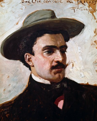 Portret van Trilussa, anagrammatisch pseudoniem van Carlo Alberto Camillo Mariano Salustri door Giovanni Battista Carpanetto
