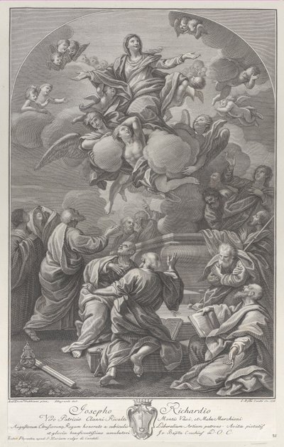 De Hemelvaart van de Maagd, die uit het graf oprijst omringd door Apostelen, 1778 door Giovanni Battista Cecchi