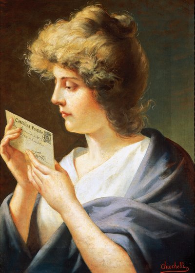 Meisje met brief door Giovanni Battista Chiocchetti