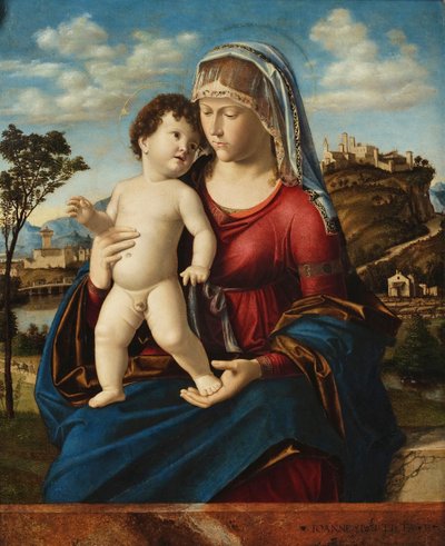 Madonna en kind in een landschap door Giovanni Battista Cima da Conegliano