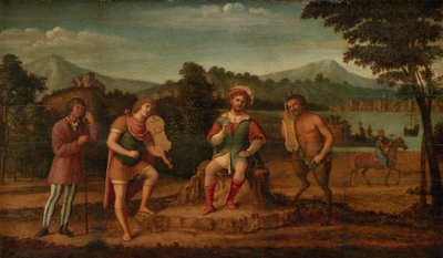 Het Oordeel van Midas. De Muzikale Wedstrijd tussen Apollo en Marsyas door Giovanni Battista Cima da Conegliano