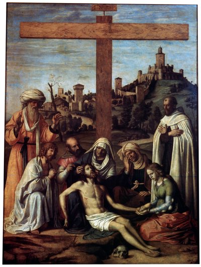 De klaagzang over Christus met een Karmelietenmonnik, ca. 1510 door Giovanni Battista Cima da Conegliano