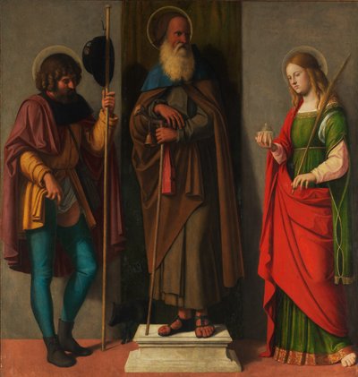 Drie heiligen: Roch, Anthony Abbot en Lucy door Giovanni Battista Cima da Conegliano
