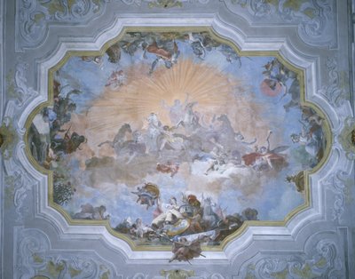 Vier hoeken van de wereld, plafond van de balzaal door Giovanni Battista Crosato