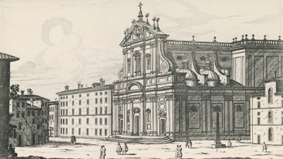 Kerk van St. Ignatius van Loyola op Campus Martius, Rome, gravure door Giovanni Battista Falda door Giovanni Battista Falda