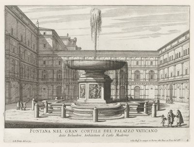 Fontein in de Cortile del Belvedere in het Vaticaan Fonteinen van Rome door Giovanni Battista Falda