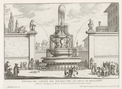 Fontein in de binnenplaats van Palazzo Taverna te Rome door Giovanni Battista Falda