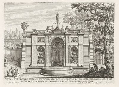 Fontein in de tuinen van de Villa Aldobrandini te Frascati door Giovanni Battista Falda