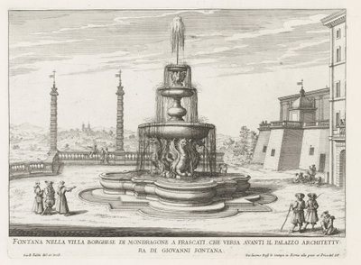 Fontein in de tuinen van de Villa Mondragone te Frascati door Giovanni Battista Falda