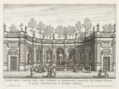 Fontein in de tuinen van de Villa Mondragone te Frascati door Giovanni Battista Falda