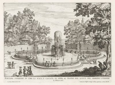 Fontein in de tuinen van de Villa Torlonia te Frascati door Giovanni Battista Falda