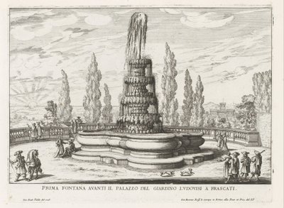 Fontein in de tuinen van de Villa Torlonia te Frascati door Giovanni Battista Falda