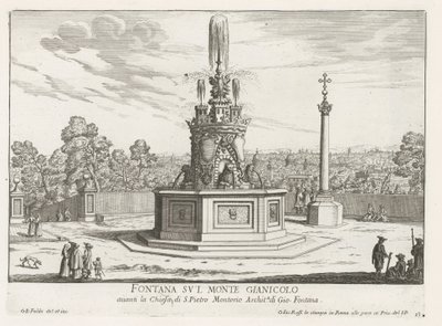 Fontein op Piazza San Pietro in Montorio op de Janiculumberg te Rome door Giovanni Battista Falda