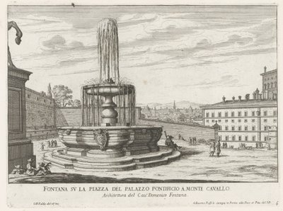 Fontein op Piazza del Quirinale te Rome door Giovanni Battista Falda