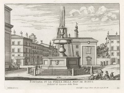 Fontein op Piazza della Madonna dei Monti te Rome door Giovanni Battista Falda