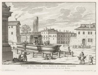 Fontein op Piazza di Santa Maria Maggiore te Rome door Giovanni Battista Falda