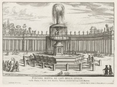 Fontein op het Sint-Pietersplein in het Vaticaan door Giovanni Battista Falda