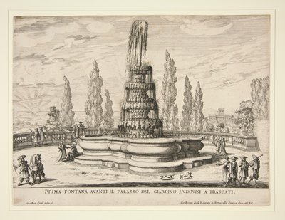 Fontein in de Tuinen van het Ludovisi Paleis in Frascati door Giovanni Battista Falda
