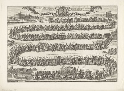 Processie van paus Innocentius XI naar Sint-Jan van Lateranen door Giovanni Battista Falda