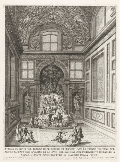 Stanza dei Venti in de tuinen van de Villa Aldobrandini te Frascati door Giovanni Battista Falda